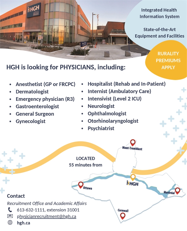 HGH is looking for  Anesthesia providers, Dermatologist, Emergency Department Chief and more!